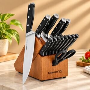 NWT Classic 15-Piece Self-Sharpening Knife Cutlery Set with Storage Block